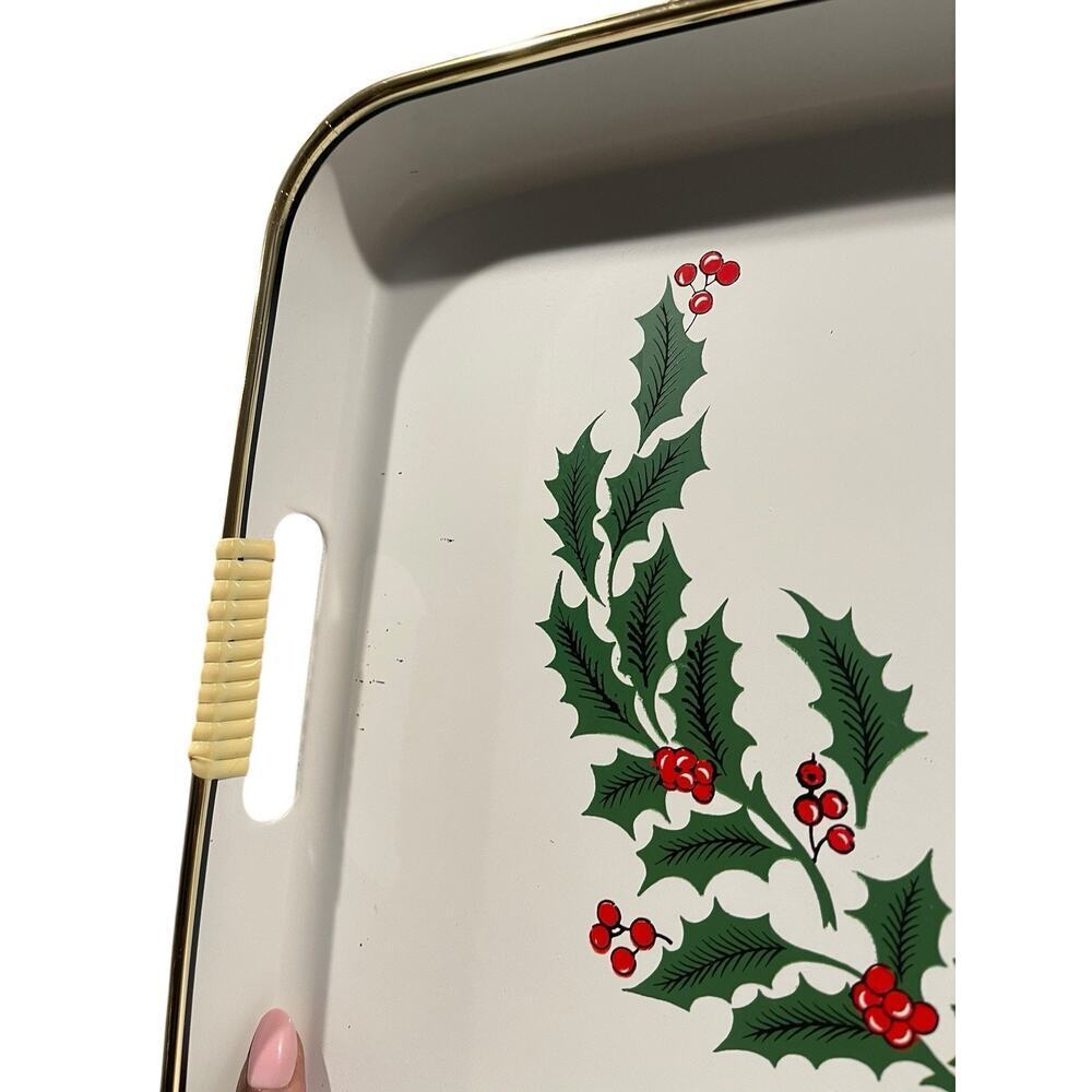 Vintage Holly Berries Serving Trays Set of 3 Nesting Holiday Trays Japanese - Picture 9 of 16